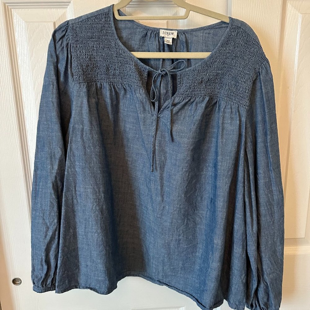 J. Crew Factory Blue Chambray Blouse